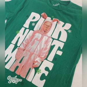 A Christmas Story Ralphie Pink Nightmare Graphic T-Shirt Green Men's Size Small